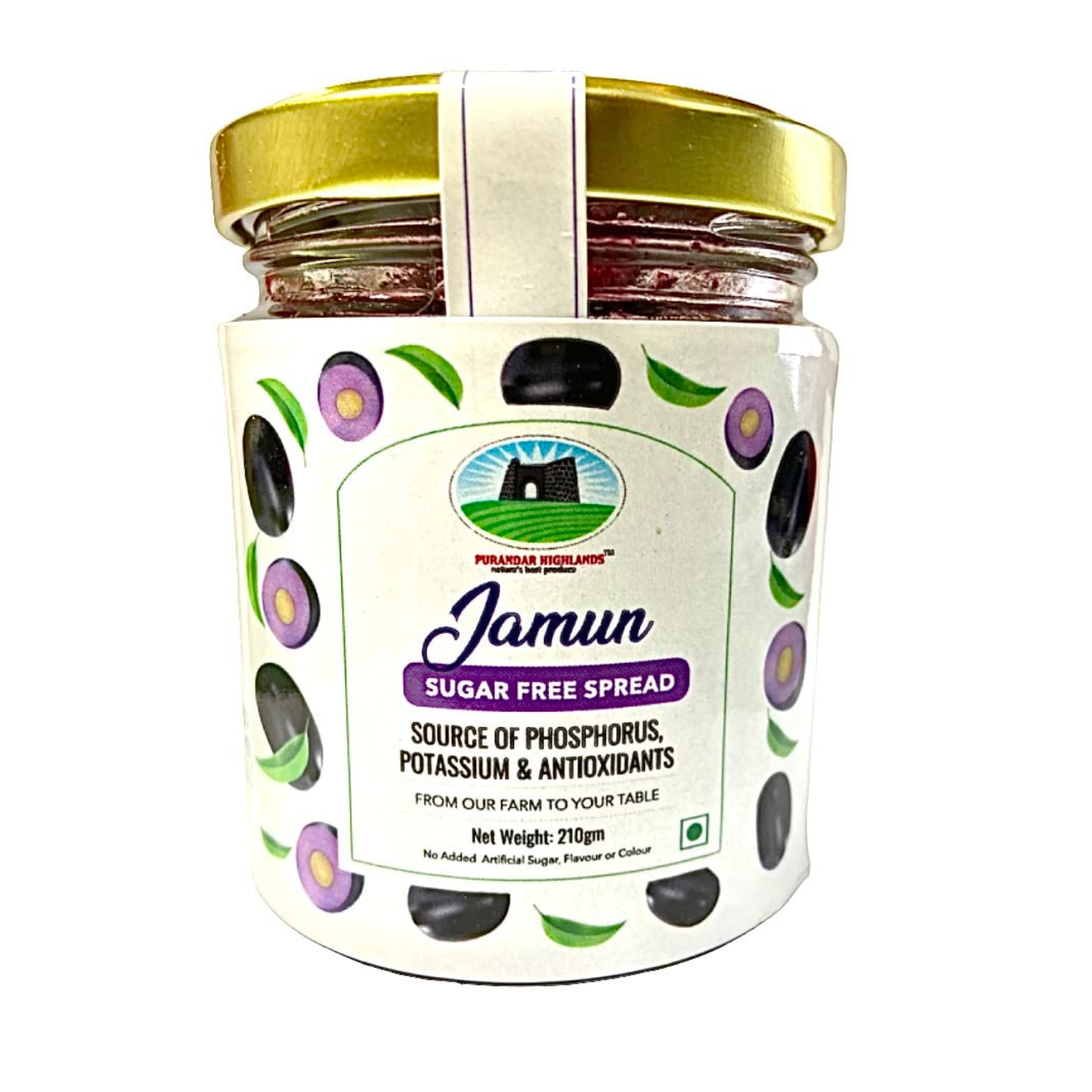 Purandar Highlands Nature Best Produce NO ADDED SUGAR - JAMUN SPREAD (210 gm)